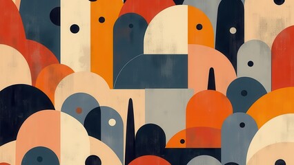 Worn-out paper designs.A seamless pattern depicting abstract geometric shapes reminiscent of ancient architectural influences,