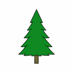 Obraz premium Colorful festive tree vector. Christmas tree green shape silhouette art, Holiday Elements illustration