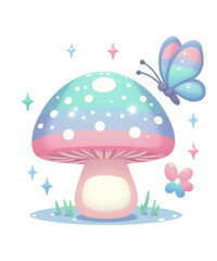 mushrooms with butterfly