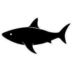 Fototapeta premium Shark animal vector black and white. Shark Silhouette, Animal Shark elements illustration