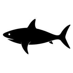 Fototapeta premium Shark animal vector black and white. Shark Silhouette, Animal Shark elements illustration