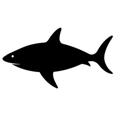 Fototapeta premium Shark animal black and white. Shark Silhouette, Animal Shark elements illustration