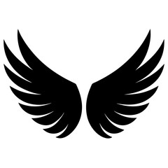 Obraz premium Animal wings badge black and white. Wings symbol silhouette, Racing elements illustration