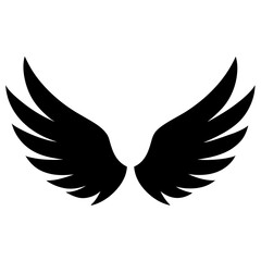 Obraz premium Animal wings badge black and white. Wings symbol silhouette, Racing elements illustration