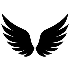 Obraz premium Animal wings black and white. Wings Silhouette, Racing elements illustration