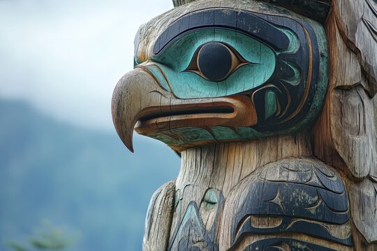 Eagle owl and wolf totem at Stanley Park Vancouver Indigenous Native American art