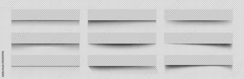 Poster rectangular soft shadows effect on transparent background. black simple blur line design for paper l