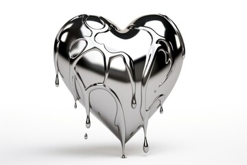 3d render of broken heart metal white background jewelry.