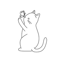 A cat is holding a butterfly in its mouth