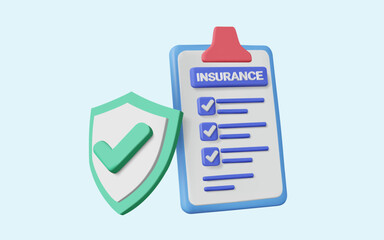 3d vector illustration of Insurance concept. Assurance protection, policy Guarantee business, business Insurance, care about family life, Insurance life, Health insurance, Shield, accident. Eps 10