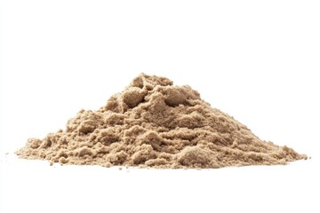 heap of coarse dry sand often used in concrete set against a white background