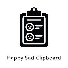 happy Sad Calipboard Vector Gylph Icon. Eps file 10