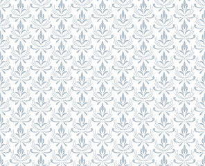 Flower geometric pattern. Seamless vector background. White and gray ornament. Ornament for fabric, wallpaper, packaging. Decorative print