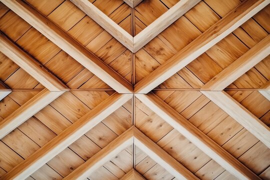 Lath ceiling roof framework modern architecture photo featuring geometric design