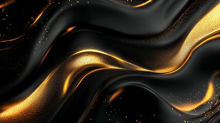 Abstract Black And Gold Glittering Wave Design
