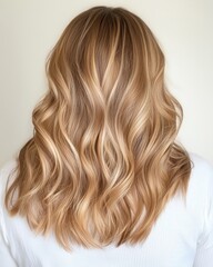 Fototapeta premium Hairstyling tutorialseamless waves in blonde hair studio setting portrait perspective beauty concept