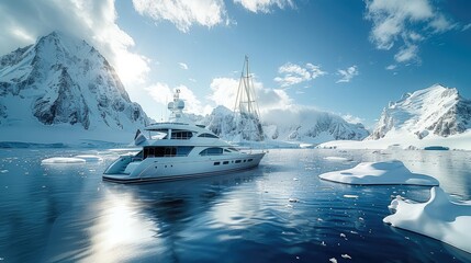 A yacht sailing through the ice output.