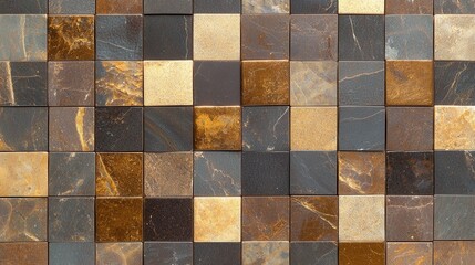 Elegant mosaic tile design in mocha mousse interior space graphic art contemporary top-down view subtle aesthetic appeal