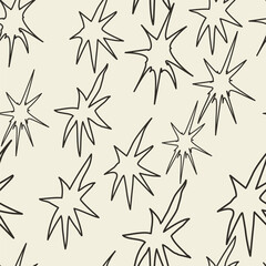 Cute seamless pattern with textured stars. Vector square print, background, design 