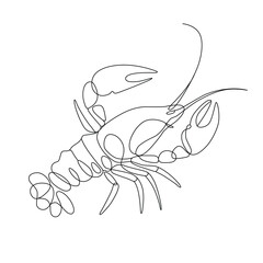 Crawfish line art vector illustration