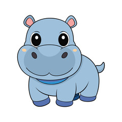 Fototapeta premium Cute cartoon baby hippo illustration