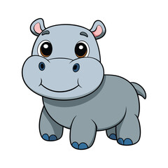 Fototapeta premium Cute cartoon baby hippo illustration