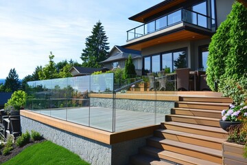 Outdoor frameless glass railing