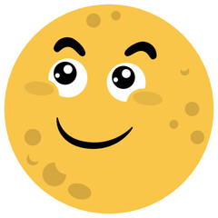 Vector Illustration of Full Moon with Smile