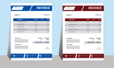 Business invoice form template. Invoicing quotes, corporate money bills or price invoices and payment agreement design templates. Tax form, bill graphic or payment receipt page vector set.