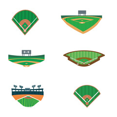 Baseball Field stadium vector Illustration Collection, American Baseball stadium Sport Isolated Equipment, Baseball Drawing Abstract Baseball stadium Outline Icon symbol Vector Set