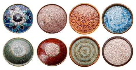 Colorful decorative mosaic isolated on transparent background