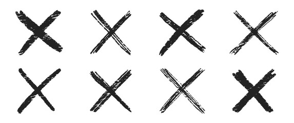 Obraz premium Set of black cross sign wax crayon isolated on white background.