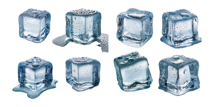 Fresh Ice Cubes on Transparent Background