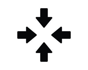 four arrows pointing inward icon isolated on white bg