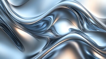 Abstract metallic waves with smooth, reflective surfaces.