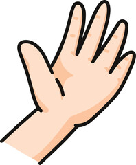 vector illustration of opened palm of hand, showing finger