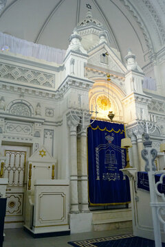 Religion in Transylvania: Torah ark, also known as aron qodesh, in the interior of the historic Beth Israel Synagogue in Brasov. Visiting interesting places in Romania and getting to know the culture.
