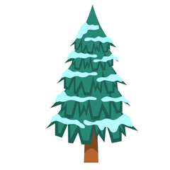 Pine Tree with Snow Illustration