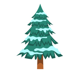 Pine Tree with Snow Illustration