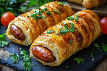 Sausages in pastry or dough