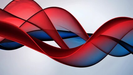 Abstract illustration of blue and red strips moving in seamless wavy motion on a white background