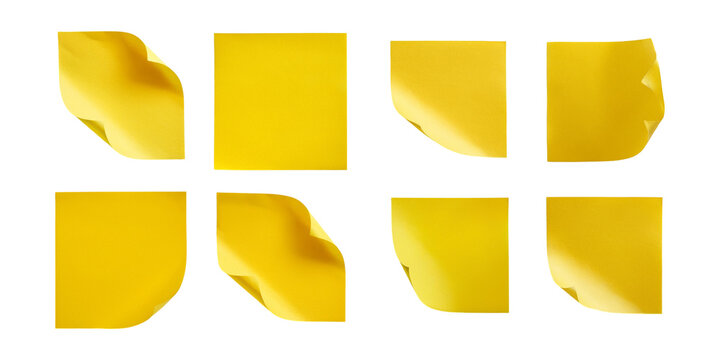 Yellow Sticky Notes, set collection, mega bundle, isolated on transparent background - Powered by Adobe