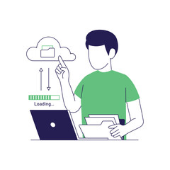Data Cloud concept illustration. Cloud data system, data management