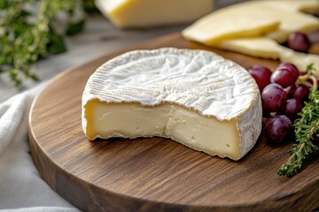 Slice of Limburger cheese from Belgium on a platter