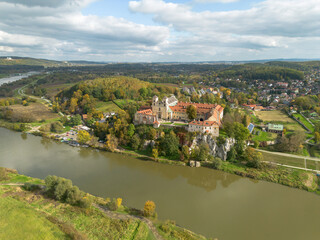 Hilltop castle overlooking peaceful town