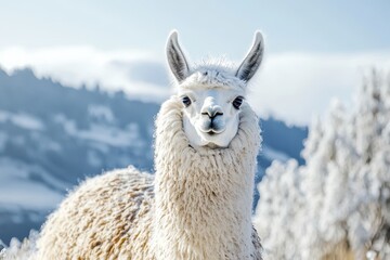 Obraz premium snowy mountain llama or lama