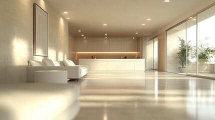 Modern interior with minimalist design and natural lighting.