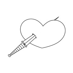 A heart with a knife sticking out of it