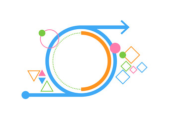 Geometric of a colorful modern circle with a line dot border isolated on a white bac