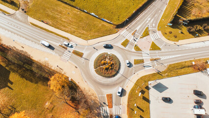 Bicycle paths at roundabout in residential area © AlexGo